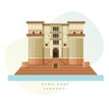 Varanasi City - Ganga Mahal Ghat - Icon Illustration