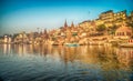 The Hindu Ghats on the River Ganges in Varanasi in India