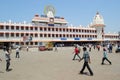 People walking on the square in front of Varanasi Junction