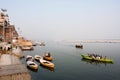 VARANASI, INDIA: Beautiful Ganges river bank view Royalty Free Stock Photo