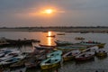Varanasi, India dawn on the Ganges embankment Royalty Free Stock Photo