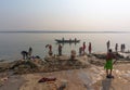 VARANASI, INDIA - December 26, 2014: Laundry in holy Ganges river, Varanasi, India