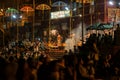 Varanasi, India - Hindu priests perform an Arti worship ceremony Royalty Free Stock Photo