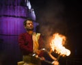 A PRIEST PERFORMS GANGA AARTI Royalty Free Stock Photo
