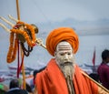 A sadhu with his trishul at Dashashwamedh ghat