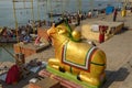 Sacred cow statue, iconic statue of Nandi at Gaay Ghat in Viranasi. India