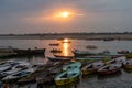 Varanasi, India sunrise dawn on the Ganges embankment Royalty Free Stock Photo