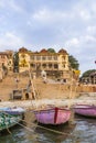 people cross the ganges by ferry Royalty Free Stock Photo