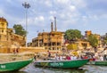 people cross the ganges by ferry Royalty Free Stock Photo