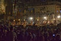 Varanasi, India: Ritual prayer ceremonies honoring the Ganges River are held at a Hindu temple next to river in Royalty Free Stock Photo