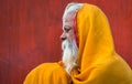 Indian sadhu side face view with closed eyes at Varanasi