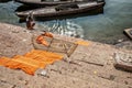 Varanasi, India. Man bath himselves in the Ganges river Royalty Free Stock Photo