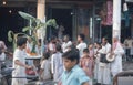 1975. India. Puja in the street. Varanasi.