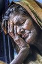 Varanasi, India, septemper 16, 2010: Old indian woman resting he Royalty Free Stock Photo