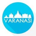 Varanasi, Uttar Pradesh, India Flat Icon. Skyline Silhouette Design. City Vector Art Famous Buildings.