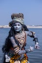 Male artist as lord shiva during masan holi in varanasi