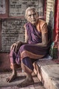 Portrait of an elderly Indian woman from the city of Varanasi.