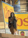 Varanasi, Uttar Pradesh, India - November 3, 2009 Aghori sadhu with ash on his face walking on the ghats Royalty Free Stock Photo
