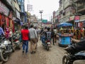 A busy street with chaotic traffic on a street near Godowlia Chowk in the town of