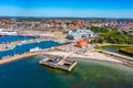 Varberg, Sweden, July 12, 2022: Aerial view of Swedish town Varb Royalty Free Stock Photo
