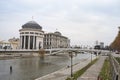 Vardar river crossing through Skopje downtown