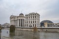 Vardar river crossing through Skopje downtown