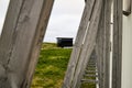 Vardo, Norway - 23 June 2019: Black kube building which is memorial devoted to memory innocently killed during witch hunting. Royalty Free Stock Photo