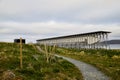 Vardo, Norway - 23 June 2019: Memorial devoted to memory innocently killed during witch hunting. Long building with small window