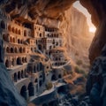 Vardzia cave monastery, AI generated image Royalty Free Stock Photo