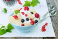 Vareniki with sour cream and berries