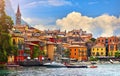 Varenna, Italy. Picturesque town at lake Como. Colourful motley Royalty Free Stock Photo