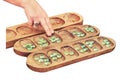 Vari (Ovare) is a board logic game for two from the family of mancala g Royalty Free Stock Photo