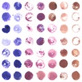 Variable colored circles (purple, pink, brown) created with wine