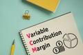 Variable contribution margin VCM is shown using the text Royalty Free Stock Photo