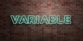 VARIABLE - fluorescent Neon tube Sign on brickwork - Front view - 3D rendered royalty free stock picture