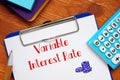 Variable Interest Rate sign on the sheet Royalty Free Stock Photo