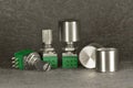 Variable resistors potentiometers with knobs Royalty Free Stock Photo