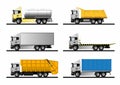 Variants of modern European trucks for the transport of various goods