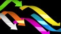 Varicolored arrows on black background, 3d illustration Royalty Free Stock Photo