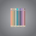 Varicolored color pencils set isolated on gray background. Office supplies. Royalty Free Stock Photo