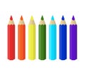 Varicolored color pencils set isolated on white background. Rainbow. Office supplies.