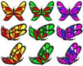 Varicolored patterned butterfly set.