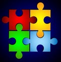 Varicoloured puzzle on a blue background