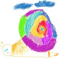 Varicoloured snail. Child's picture