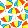 Varicoloured umbrella pattern on white background is insulated