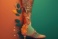 Varicose veins problems in boho style on a colored background, created with Generative AI technology