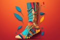 Varicose veins problems in boho style on a colored background, created with Generative AI technology