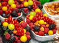 Varied assortment of fresh berries for dessert