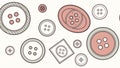 Varied Buttons Pattern: Craft & Decorative Element Motif, vector design Generative AI Royalty Free Stock Photo