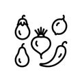 Black line icon for Varied, different and vegetables